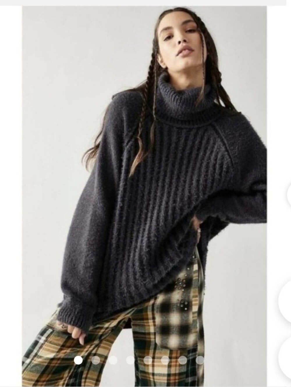 Oversized charcoal gray sweater is a Free People Big City Turtleneck Sweater